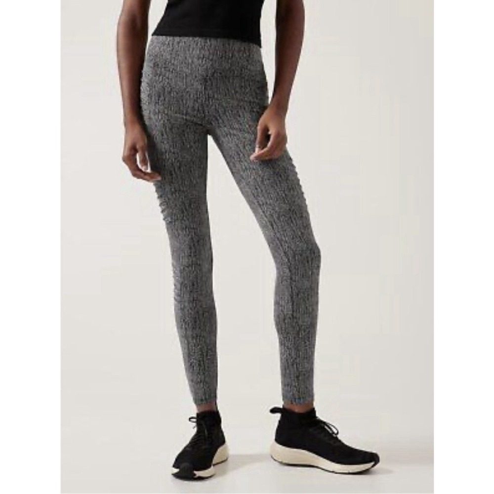 Athleta Delancey Textured Moto Tight Leggings Black White Herringbone Small